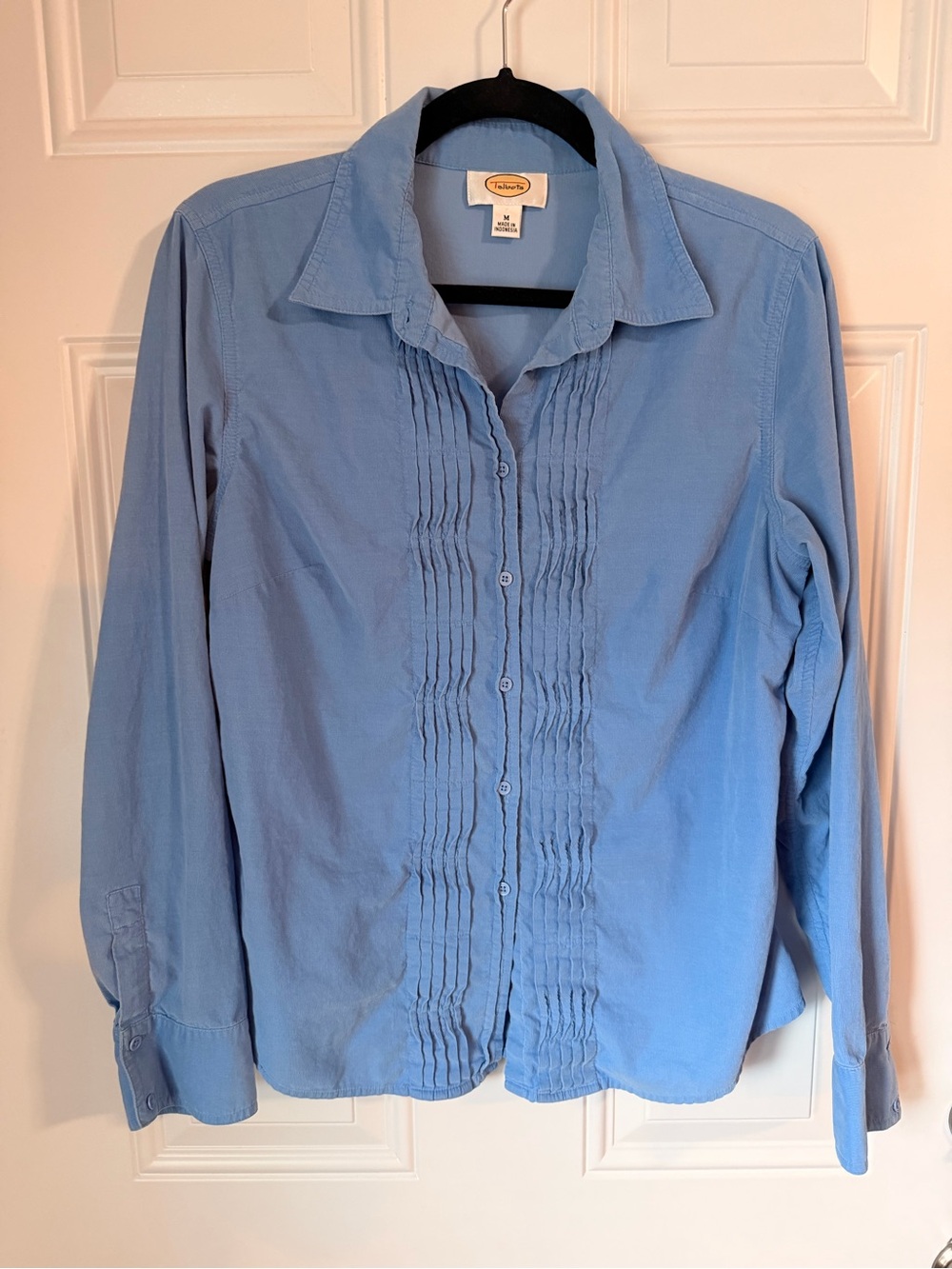 Talbots Light Blue Pintuck Button-Front Blouse